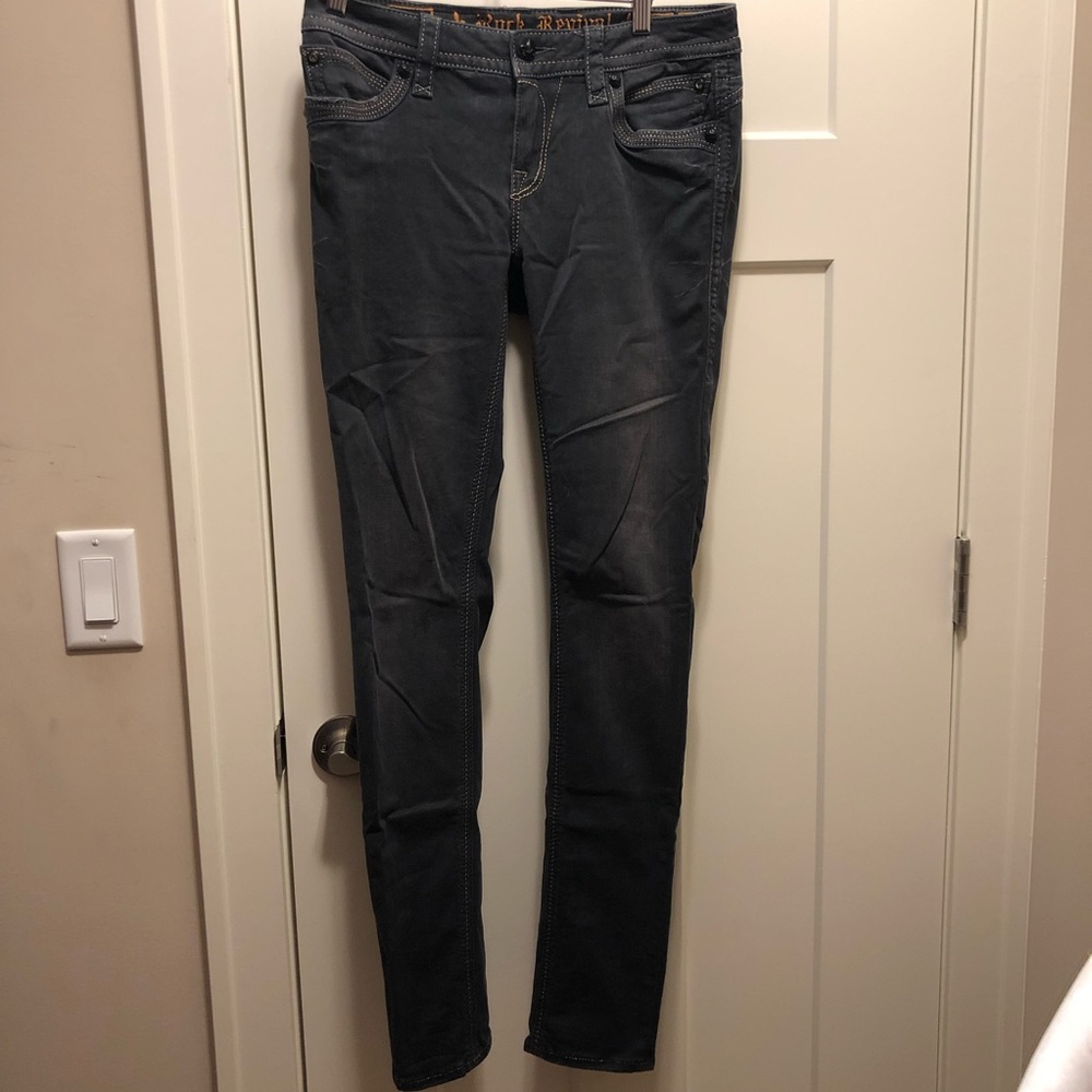 Rock revival dark grey skinny jeans